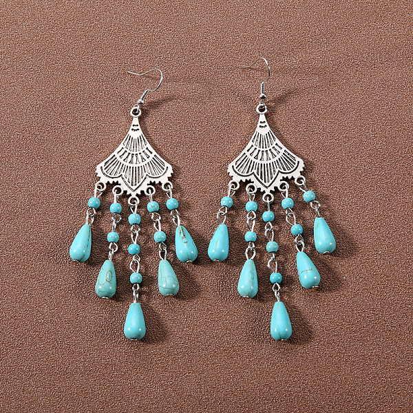 PandaHall Bohemian tassel turquoise earrings, retro ethnic minority style earrings, personalized temperament, Tibetan ear accessories Alloy..., Green
PandaHall Bohemian tassel turquoise earrings, retro ethnic minority style earrings, personalized temperament, Tibetan ear accessories Alloy..., Green