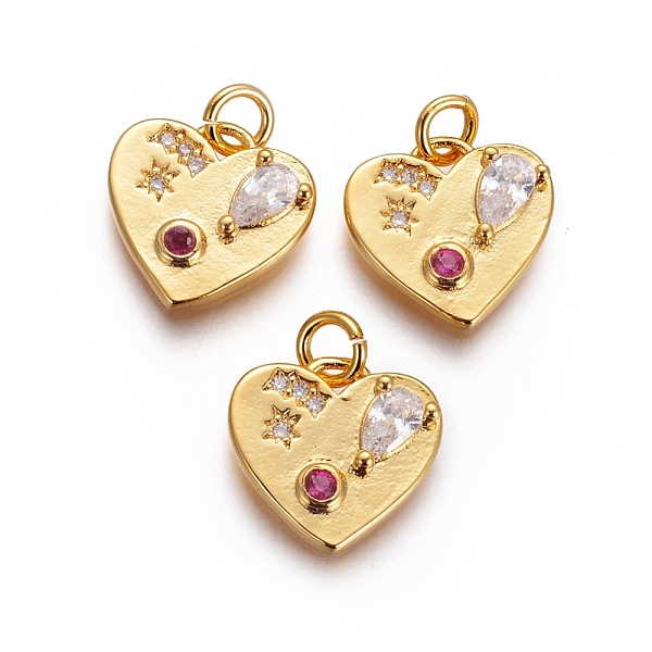 PandaHall Brass Charms, with Cubic Zirconia and Jump Rings, Heart, Colorful, Golden, 12.5x12.5x3mm, Hole: 3mm Brass+Cubic Zirconia Heart
PandaHall Brass Charms, with Cubic Zirconia and Jump Rings, Heart, Colorful, Golden, 12.5x12.5x3mm, Hole: 3mm Brass+Cubic Zirconia Heart
