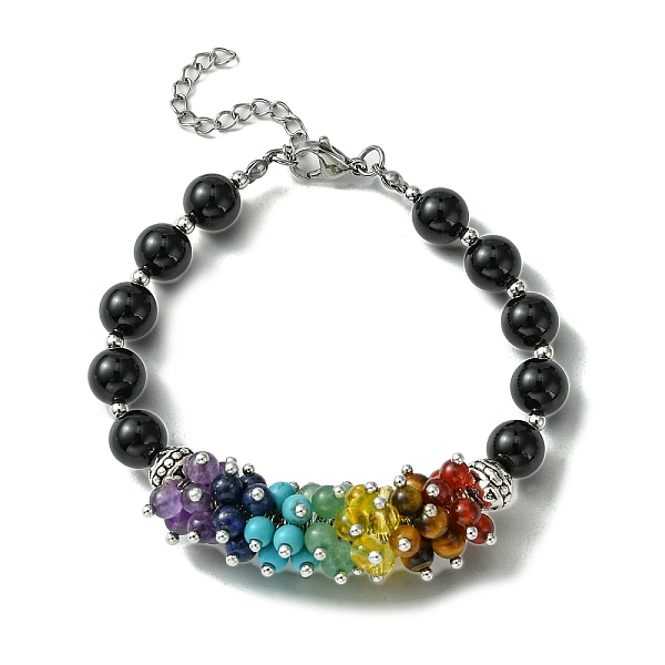 PandaHall Natural Black Agate Beaded Bracelet, Chakra Gemstone Beaded Bracelets, with 304 Stainless Steel Lobster Claw Clasps, 7-3/8 inch...
PandaHall Natural Black Agate Beaded Bracelet, Chakra Gemstone Beaded Bracelets, with 304 Stainless Steel Lobster Claw Clasps, 7-3/8 inch...