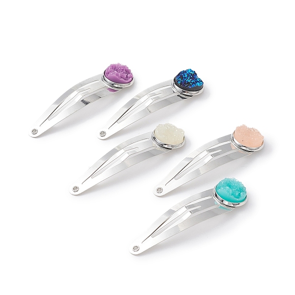 PandaHall Iron Snap Hair Clips, with Flat Round Druzy Resin Cabochons for Woman Girls, Platinum, Mixed Color, 53x13.5x5.5mm Iron Multicolor
PandaHall Iron Snap Hair Clips, with Flat Round Druzy Resin Cabochons for Woman Girls, Platinum, Mixed Color, 53x13.5x5.5mm Iron Multicolor
