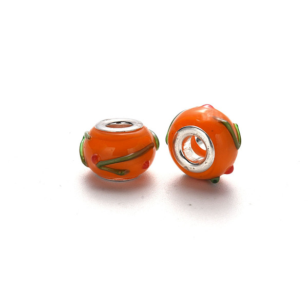 PandaHall Handmade Lampwork European Beads, Bumpy, Large Hole Rondelle Beads, with Platinum Tone Brass Double Cores, Dark Orange...
PandaHall Handmade Lampwork European Beads, Bumpy, Large Hole Rondelle Beads, with Platinum Tone Brass Double Cores, Dark Orange...
