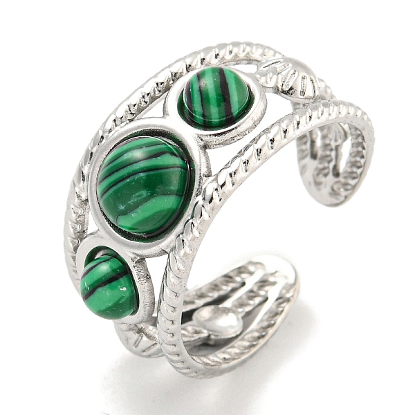 PandaHall 304 Stainless Steel Synthetic Malachite Cuff Rings, Round Open Rings for Women Men, Stainless Steel Color, 10mm, Inner Diameter...
PandaHall 304 Stainless Steel Synthetic Malachite Cuff Rings, Round Open Rings for Women Men, Stainless Steel Color, 10mm, Inner Diameter...