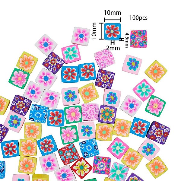 PandaHall Handmade Polymer Clay Beads, Square with Flower Pattren, Mixed Color, 10x10x4.5mm, Hole: 2mm, 100pcs/Box Polymer Clay Square..., Multicolor
PandaHall Handmade Polymer Clay Beads, Square with Flower Pattren, Mixed Color, 10x10x4.5mm, Hole: 2mm, 100pcs/Box Polymer Clay Square..., Multicolor