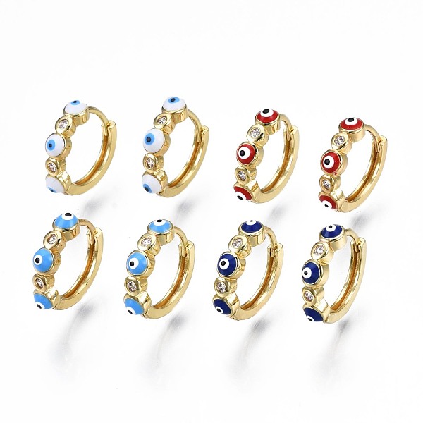 PandaHall Clear Cubic Zirconia Evil Eye Huggie Hoop Earrings with Enamel, Brass Jewelry for Girl Women, Real 18K Gold Plated, Nickel Free..., Multicolor
PandaHall Clear Cubic Zirconia Evil Eye Huggie Hoop Earrings with Enamel, Brass Jewelry for Girl Women, Real 18K Gold Plated, Nickel Free..., Multicolor