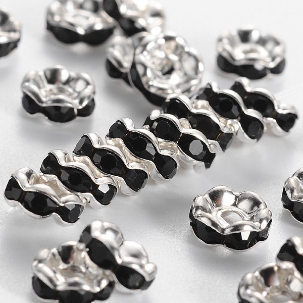 PandaHall Rhinestone Spacer Beads, Grade A,Brass, Rondelle, Silver Color Plated, Size:about 6mm in diameter, hole:1mm Brass+Rhinestone..., Black
PandaHall Rhinestone Spacer Beads, Grade A,Brass, Rondelle, Silver Color Plated, Size:about 6mm in diameter, hole:1mm Brass+Rhinestone..., Black