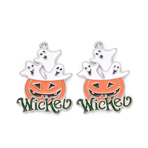 PandaHall Halloween Alloy Enamel Pendant, Pumpkin Jack-O'-Lantern with Ghost, Platinum, 28.5x22x1mm, Hole: 1.4mm Alloy+Enamel Pumpkin
PandaHall Halloween Alloy Enamel Pendant, Pumpkin Jack-O'-Lantern with Ghost, Platinum, 28.5x22x1mm, Hole: 1.4mm Alloy+Enamel Pumpkin