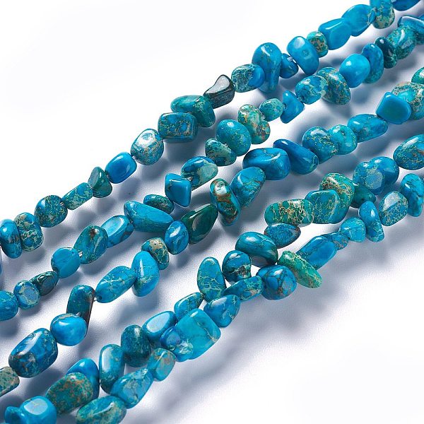 PandaHall Natural Imperial Jasper Bead Strands, Dyed, Chips, Deep Sky Blue, 6~10x5~8x4~6mm, Hole: 1.2mm, about 79pcs/strand, 15.75 inch...
PandaHall Natural Imperial Jasper Bead Strands, Dyed, Chips, Deep Sky Blue, 6~10x5~8x4~6mm, Hole: 1.2mm, about 79pcs/strand, 15.75 inch...