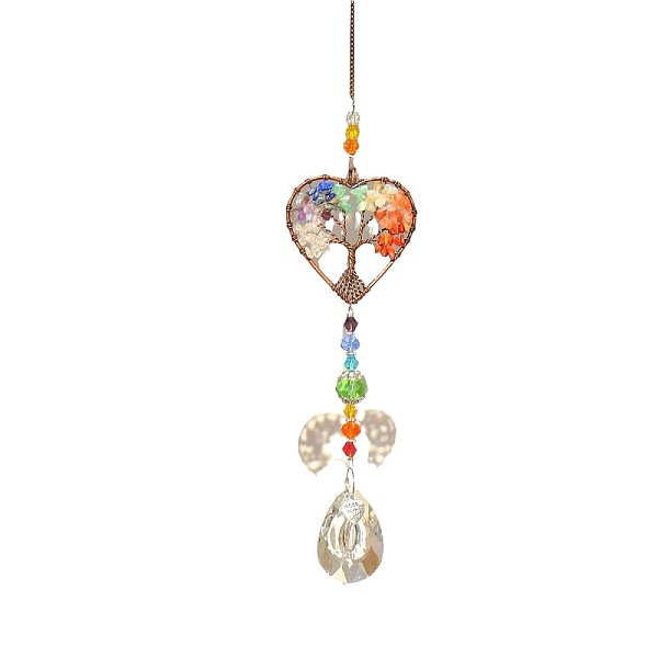 PandaHall Glass Teardrop Pendant Decoration, Hanging Suncatchers, with Tree of Life Natural Gemstone Chip for Home Garden Decoration, Heart...
PandaHall Glass Teardrop Pendant Decoration, Hanging Suncatchers, with Tree of Life Natural Gemstone Chip for Home Garden Decoration, Heart...