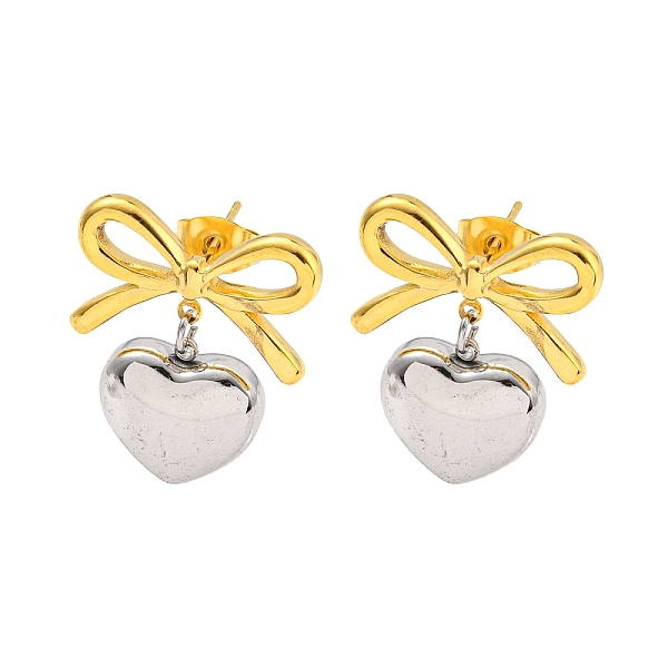 PandaHall Bowknot 304 Stainless Steel Stud Earrings, Heart Dangle Earrings for Women, Golden & Stainless Steel Color, 23x19mm 304 Stainless...
PandaHall Bowknot 304 Stainless Steel Stud Earrings, Heart Dangle Earrings for Women, Golden & Stainless Steel Color, 23x19mm 304 Stainless...