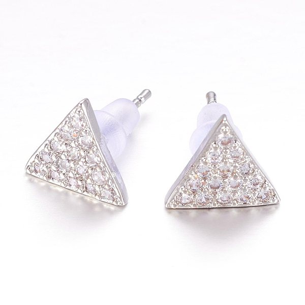 PandaHall Brass Micro Pave Cubic Zirconia Stud Earrings, Triangle, Platinum, 8.5x10x2mm, pin: 0.6mm Cubic Zirconia Clear
PandaHall Brass Micro Pave Cubic Zirconia Stud Earrings, Triangle, Platinum, 8.5x10x2mm, pin: 0.6mm Cubic Zirconia Clear