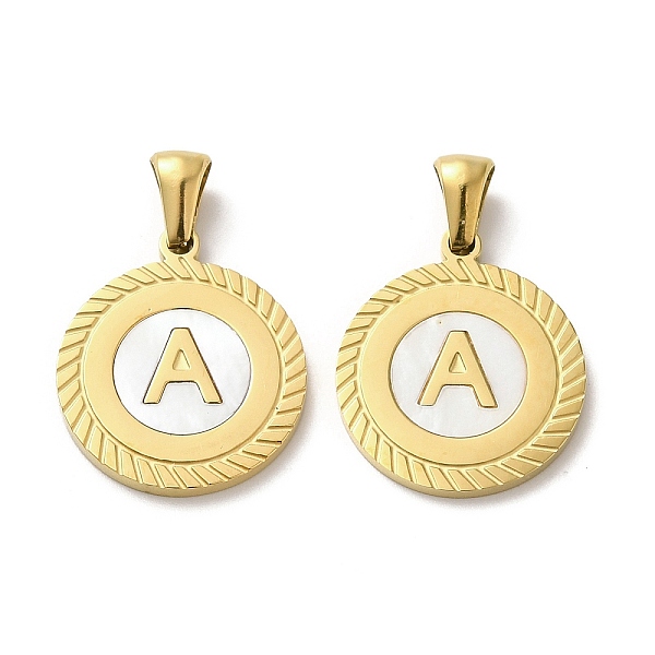 PandaHall Ion Plating(IP) 304 Stainless Steel Pendants, Flat Round Shell Charms with Letter, Golden, Letter A, 20.5x17.5x1.5mm, Hole...
PandaHall Ion Plating(IP) 304 Stainless Steel Pendants, Flat Round Shell Charms with Letter, Golden, Letter A, 20.5x17.5x1.5mm, Hole...