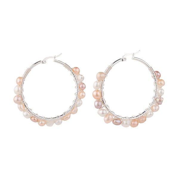 PandaHall Natural Pearl Wire Wrapped Beaded Hoop Earrings for Women, Silver, Seashell Color, 52x55x8mm, Pin: 0.8mm Pearl Ring
PandaHall Natural Pearl Wire Wrapped Beaded Hoop Earrings for Women, Silver, Seashell Color, 52x55x8mm, Pin: 0.8mm Pearl Ring