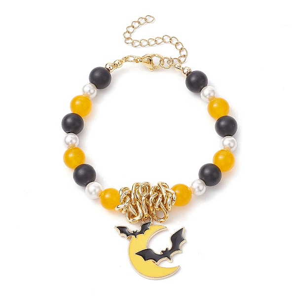 PandaHall Halloween 8mm Round Dyed Natural Malaysia Jade & Frosted Black Glass Beaded Stretch Bracelets, 6mm Shell Pearl Alloy Enamel Bat...
PandaHall Halloween 8mm Round Dyed Natural Malaysia Jade & Frosted Black Glass Beaded Stretch Bracelets, 6mm Shell Pearl Alloy Enamel Bat...