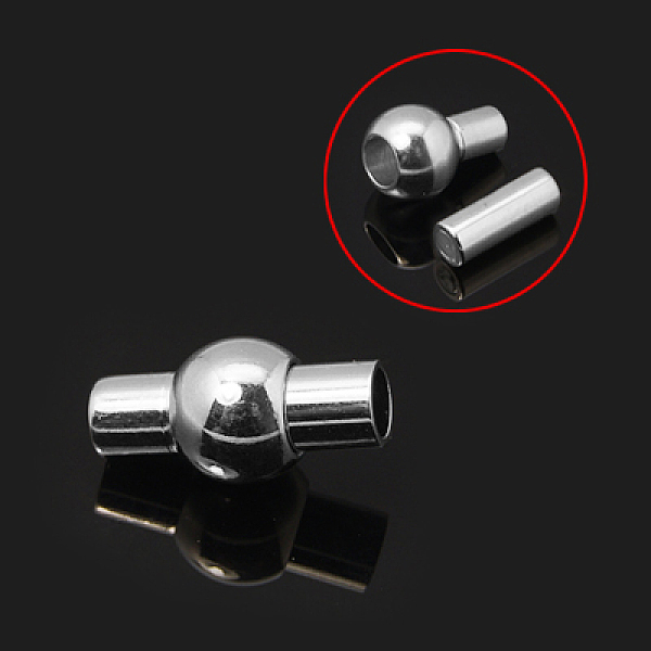 PandaHall Brass Magnetic Clasps with Glue-in Ends, Silver Color Plated, 17x10mm, Hole: 6mm Brass
PandaHall Brass Magnetic Clasps with Glue-in Ends, Silver Color Plated, 17x10mm, Hole: 6mm Brass