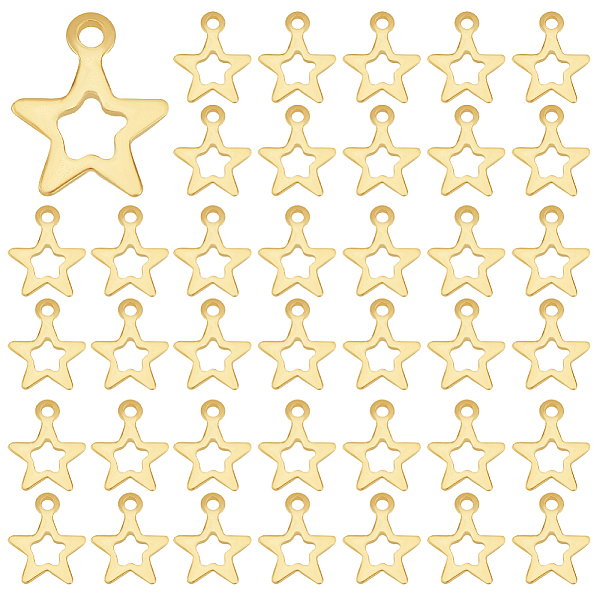 PandaHall Beebeecraft 100Pcs 201 Stainless Steel Charms, Star, Real 18K Gold Plated, 11x9x0.7mm, Hole: 1.2mm 201 Stainless Steel Star
PandaHall Beebeecraft 100Pcs 201 Stainless Steel Charms, Star, Real 18K Gold Plated, 11x9x0.7mm, Hole: 1.2mm 201 Stainless Steel Star