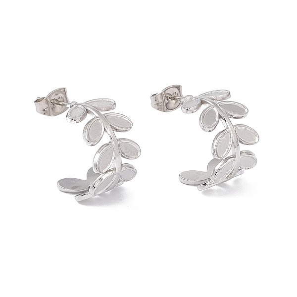 PandaHall 304 Stainless Steel Olive Leaf Wrap Stud Earrings, Half Hoop Earrings for Women, Stainless Steel Color, 16.5x10mm, Pin: 0.7mm 304...
PandaHall 304 Stainless Steel Olive Leaf Wrap Stud Earrings, Half Hoop Earrings for Women, Stainless Steel Color, 16.5x10mm, Pin: 0.7mm 304...