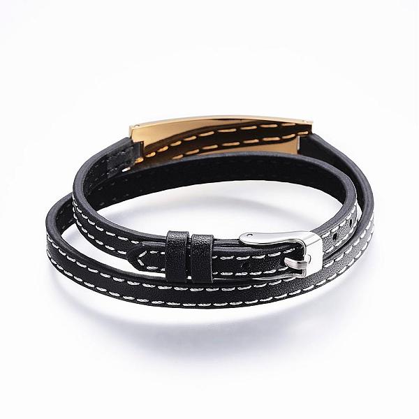 PandaHall Leather Cord Wrap Bracelets, with Stainless Steel Findings, Stamping Blank Tag, Golden, 14-5/8 inch(37cm)x6mm Leather Black
PandaHall Leather Cord Wrap Bracelets, with Stainless Steel Findings, Stamping Blank Tag, Golden, 14-5/8 inch(37cm)x6mm Leather Black