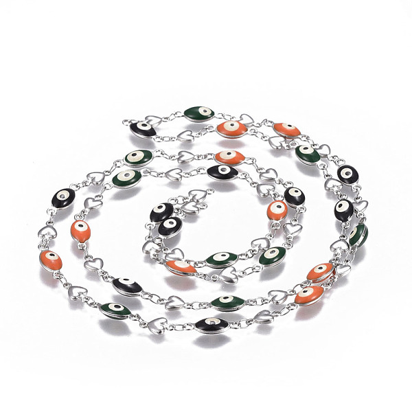PandaHall 304 Stainless Steel Enamel Chains, Soldered, Heart and Oval Evil Eye, Stainless Steel Color, Colorful, 10x5.5x2mm Stainless...
PandaHall 304 Stainless Steel Enamel Chains, Soldered, Heart and Oval Evil Eye, Stainless Steel Color, Colorful, 10x5.5x2mm Stainless...