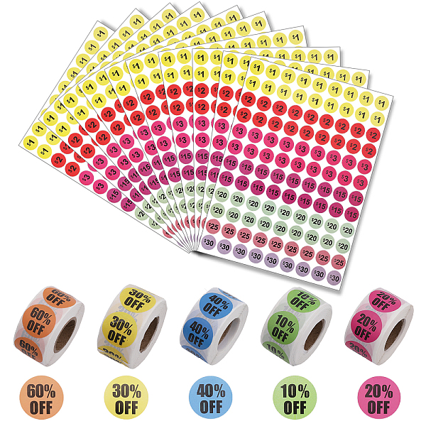 PandaHall CHGCRAFT 10 Sheets Paper Self-Adhesive Number Round Stickers and 5 Rolls Discount Round Dot Roll Stickers, Mixed Color, Number..., Multicolor
PandaHall CHGCRAFT 10 Sheets Paper Self-Adhesive Number Round Stickers and 5 Rolls Discount Round Dot Roll Stickers, Mixed Color, Number..., Multicolor