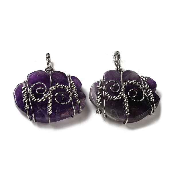 PandaHall Natural Amethyst Copper Wire Wrapped Pendants, Cloud Charms with Brass Beads, Rack Plating, Platinum, 47~50x44.5~45x11~12mm, Hole...
PandaHall Natural Amethyst Copper Wire Wrapped Pendants, Cloud Charms with Brass Beads, Rack Plating, Platinum, 47~50x44.5~45x11~12mm, Hole...
