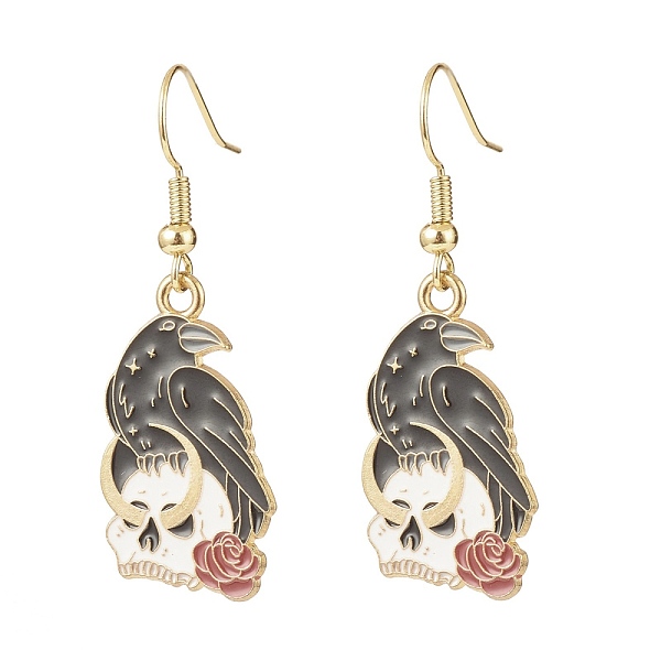 PandaHall Alloy Enamel Crow and Skul Dangle Earrings, Halloween Brass Drop Earrings for Women, Golden, Black, 43mm, Pin: 0.6mm Alloy Black
PandaHall Alloy Enamel Crow and Skul Dangle Earrings, Halloween Brass Drop Earrings for Women, Golden, Black, 43mm, Pin: 0.6mm Alloy Black