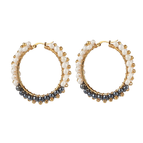 PandaHall Glass Beads Braided Big Hoop Earrings, 304 Stainless Steel Wire Wrap Jewelry for Women, Golden, Black, 48x48.5x9mm, Pin: 1.1x0.6mm...
PandaHall Glass Beads Braided Big Hoop Earrings, 304 Stainless Steel Wire Wrap Jewelry for Women, Golden, Black, 48x48.5x9mm, Pin: 1.1x0.6mm...