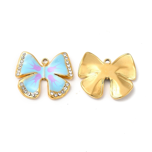 PandaHall Real 18K Gold Plated 304 Stainless Steel Rhinestone Pendants, with Enamel, Bowknot Charms, Light Sky Blue, 16.5x19x2.5mm, Hole...
PandaHall Real 18K Gold Plated 304 Stainless Steel Rhinestone Pendants, with Enamel, Bowknot Charms, Light Sky Blue, 16.5x19x2.5mm, Hole...