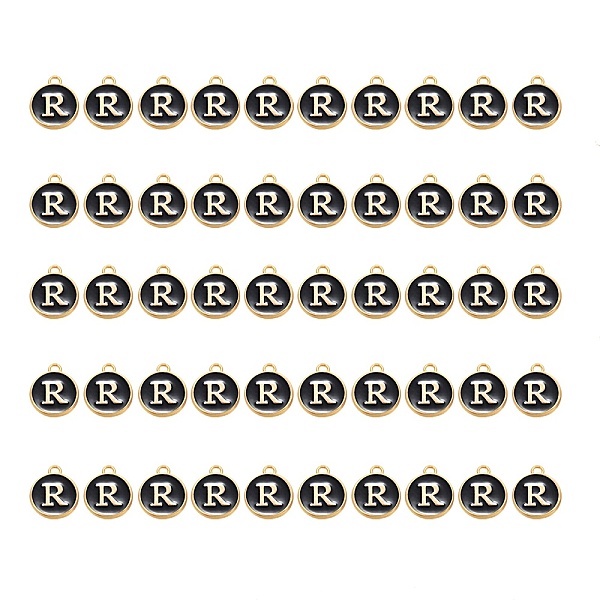 PandaHall Golden Plated Alloy Charms, with Enamel, Enamelled Sequins, Flat Round, Black, Letter.R, 14x12x2mm, Hole: 1.5mm, 50pcs/Box...
PandaHall Golden Plated Alloy Charms, with Enamel, Enamelled Sequins, Flat Round, Black, Letter.R, 14x12x2mm, Hole: 1.5mm, 50pcs/Box...