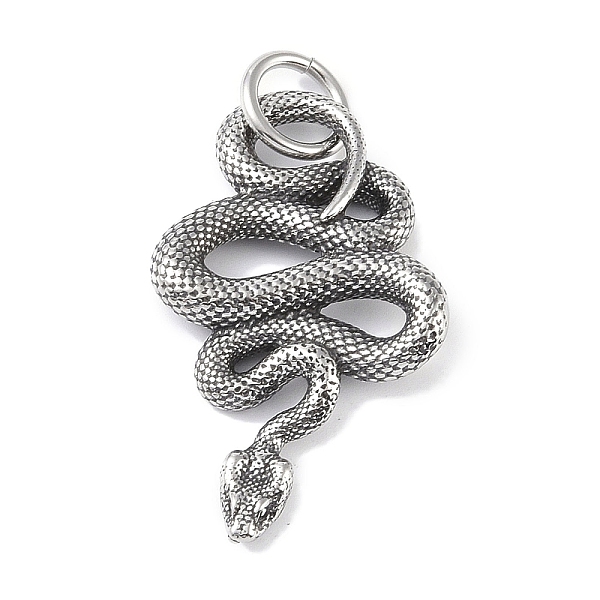 PandaHall 316 Surgical Stainless Steel Pendants, with Jump Ring, Snake Charm, Antique Silver, 40x24x4.5mm, Hole: 7mm 316 Surgical Stainless...
PandaHall 316 Surgical Stainless Steel Pendants, with Jump Ring, Snake Charm, Antique Silver, 40x24x4.5mm, Hole: 7mm 316 Surgical Stainless...