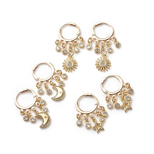 PandaHall 3 Pairs 3 Style Star & Moon & Sun Clear Cubic Zirconia Dangle Leverback Earrings, Brass Jewelry for Women, Golden, 39x20mm, Pin...
PandaHall 3 Pairs 3 Style Star & Moon & Sun Clear Cubic Zirconia Dangle Leverback Earrings, Brass Jewelry for Women, Golden, 39x20mm, Pin...