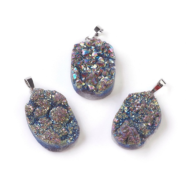 PandaHall Electroplated Natural Druzy Quartz Crystal Pendants, with Brass Findings, Oval, Platinum, Rainbow Plated, 33~37x20~23x11~15mm...
PandaHall Electroplated Natural Druzy Quartz Crystal Pendants, with Brass Findings, Oval, Platinum, Rainbow Plated, 33~37x20~23x11~15mm...