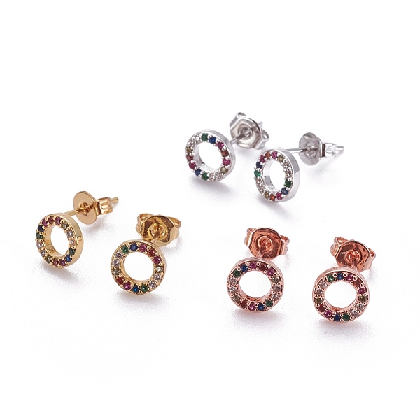 PandaHall Brass Micro Pave Cubic Zirconia Stud Earrings, with Brass Ear Nuts, Ring, Colorful, Mixed Color, 7x2mm, Pin: 0.7mm Cubic Zirconia
PandaHall Brass Micro Pave Cubic Zirconia Stud Earrings, with Brass Ear Nuts, Ring, Colorful, Mixed Color, 7x2mm, Pin: 0.7mm Cubic Zirconia