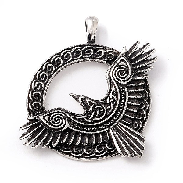 PandaHall Tibetan Style 304 Stainless Steel Pendants, Ring & Eagle, Antique Silver, 49.5x40.5x4mm, Hole: 6x4mm 304 Stainless Steel Ring
PandaHall Tibetan Style 304 Stainless Steel Pendants, Ring & Eagle, Antique Silver, 49.5x40.5x4mm, Hole: 6x4mm 304 Stainless Steel Ring