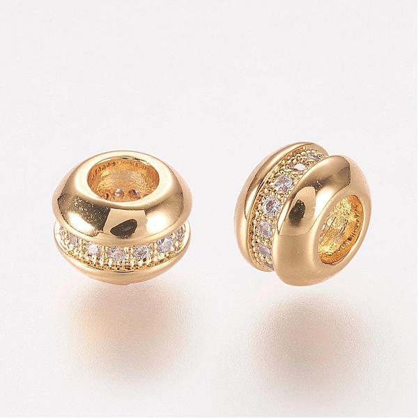 PandaHall Brass Micro Pave Cubic Zirconia Beads, Rondelle, Clear, Golden, 7x5mm, Hole: 3mm Brass+Cubic Zirconia Rondelle Clear
PandaHall Brass Micro Pave Cubic Zirconia Beads, Rondelle, Clear, Golden, 7x5mm, Hole: 3mm Brass+Cubic Zirconia Rondelle Clear