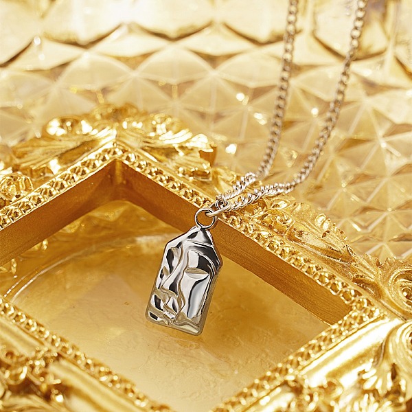 PandaHall Abstract Human Face Stainless Steel Pendant Necklace with Cuban Link Chains, Stainless Steel Color, 15.75 inch(40cm) Stainless...
PandaHall Abstract Human Face Stainless Steel Pendant Necklace with Cuban Link Chains, Stainless Steel Color, 15.75 inch(40cm) Stainless...