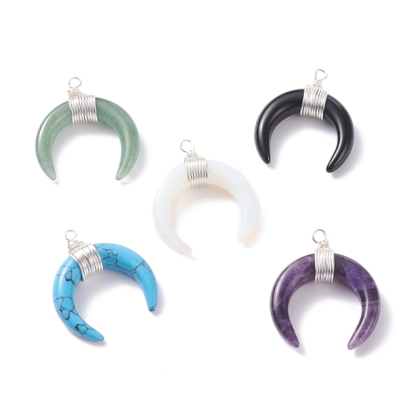 PandaHall Natural & Synthetic Gemstone Pendants, with Brass Wire Wrapped, Moon, Silver, 36~37x31.5x9.5~10mm, Hole: 2.5mm Mixed Stone Moon
PandaHall Natural & Synthetic Gemstone Pendants, with Brass Wire Wrapped, Moon, Silver, 36~37x31.5x9.5~10mm, Hole: 2.5mm Mixed Stone Moon