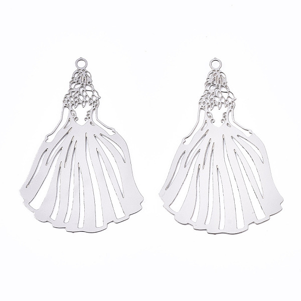 PandaHall 201 Stainless Steel Filigree Pendants, Etched Metal Embellishments, Princess Dress, Stainless Steel Color, 32x21x0.3mm, Hole...
PandaHall 201 Stainless Steel Filigree Pendants, Etched Metal Embellishments, Princess Dress, Stainless Steel Color, 32x21x0.3mm, Hole...