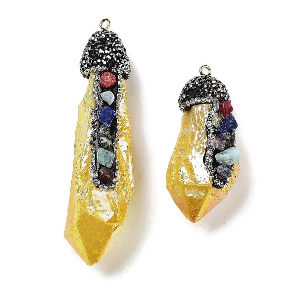 PandaHall Electroplated Raw Rough Natural Quartz Crystal Big Pendants, Spray Painted Chakra Nuggets Charms with Iron Rhinestone Findings..., Gold
PandaHall Electroplated Raw Rough Natural Quartz Crystal Big Pendants, Spray Painted Chakra Nuggets Charms with Iron Rhinestone Findings..., Gold