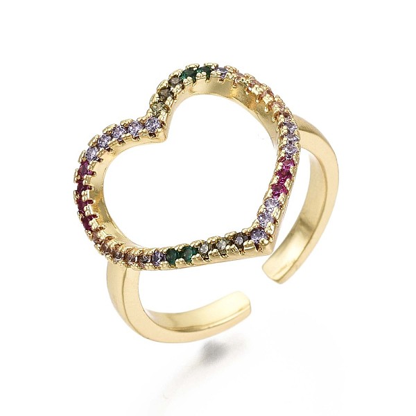 PandaHall Brass Micro Pave Cubic Zirconia Cuff Rings, Open Heart Rings, Nickel Free, Colorful, Real 16K Gold Plated, Inner Diameter: 17mm...
PandaHall Brass Micro Pave Cubic Zirconia Cuff Rings, Open Heart Rings, Nickel Free, Colorful, Real 16K Gold Plated, Inner Diameter: 17mm...