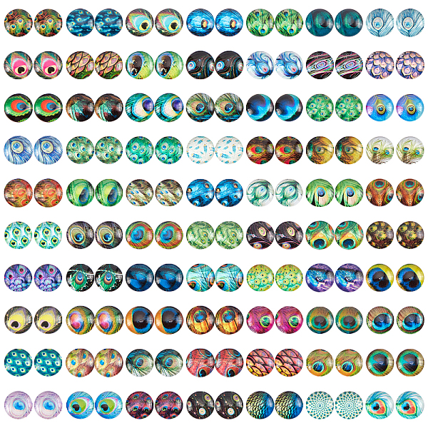 PandaHall Flatback Glass Cabochons for DIY Projects, Dome/Half Round with Peacock Feathers Pattern, Mixed Color, 12x4mm Glass Half Round..., Multicolor
PandaHall Flatback Glass Cabochons for DIY Projects, Dome/Half Round with Peacock Feathers Pattern, Mixed Color, 12x4mm Glass Half Round..., Multicolor