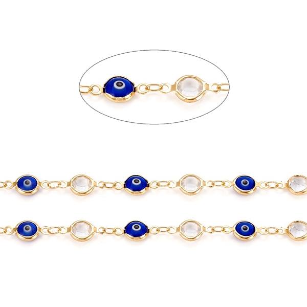 PandaHall Handmade Brass Link Chains, with Glass & Cubic Zirconia & Spool, Soldered, Long-Lasting Plated, Flat Round with Evil Eye, Golden..., Blue
PandaHall Handmade Brass Link Chains, with Glass & Cubic Zirconia & Spool, Soldered, Long-Lasting Plated, Flat Round with Evil Eye, Golden..., Blue