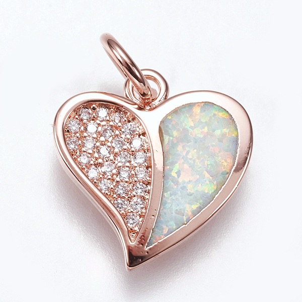 PandaHall Brass Micro Pave Cubic Zirconia Charms, with Synthetic Opal, Heart, Rose Gold, Champagne Yellow, 14.5x15x2.5mm, Hole: 4mm...
PandaHall Brass Micro Pave Cubic Zirconia Charms, with Synthetic Opal, Heart, Rose Gold, Champagne Yellow, 14.5x15x2.5mm, Hole: 4mm...