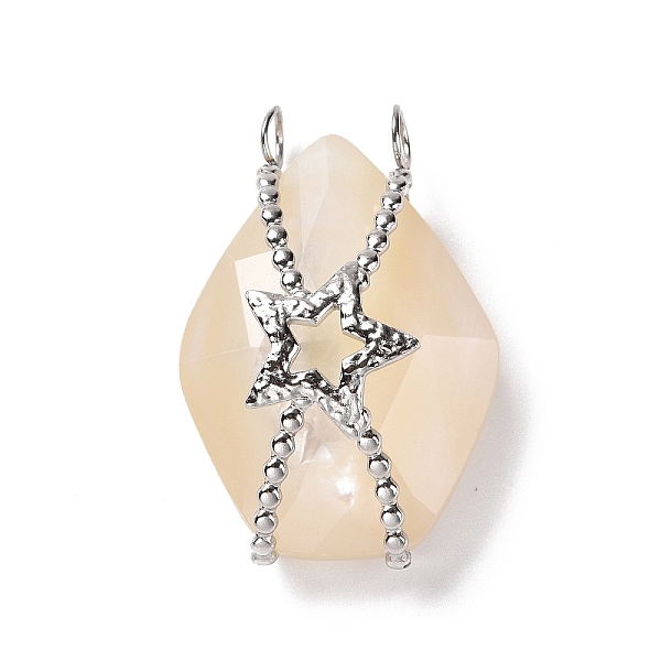 PandaHall Natural White Shell Pendants, with Stainless Steel Color Plated 304 Stainless Steel Star Findings, Polygon, Wheat, 33x22.5x13mm..., Orange
PandaHall Natural White Shell Pendants, with Stainless Steel Color Plated 304 Stainless Steel Star Findings, Polygon, Wheat, 33x22.5x13mm..., Orange