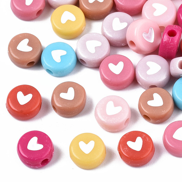 PandaHall Opaque Acrylic Beads, with Enamel, Flat Round with Heart, Mixed Color, 6.5x7x4mm, Hole: 1.6mm, about 3600~3700pcs/500g Acrylic..., Multicolor
PandaHall Opaque Acrylic Beads, with Enamel, Flat Round with Heart, Mixed Color, 6.5x7x4mm, Hole: 1.6mm, about 3600~3700pcs/500g Acrylic..., Multicolor