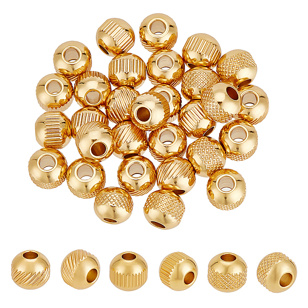 PandaHall Unicraftale 30Pcs 3 Style 201 & 304 Stainless Steel Beads, Round, Golden, 8x7mm, Hole: 2.5~3mm, 10pcs/style Stainless Steel Round
PandaHall Unicraftale 30Pcs 3 Style 201 & 304 Stainless Steel Beads, Round, Golden, 8x7mm, Hole: 2.5~3mm, 10pcs/style Stainless Steel Round