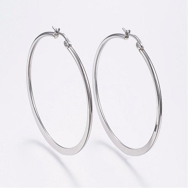 PandaHall 304 Stainless Steel Big Hoop Earrings, Hypoallergenic Earrings, Flat Ring Shape, Stainless Steel Color, 12 Gauge, 49~50x2mm, Pin...
PandaHall 304 Stainless Steel Big Hoop Earrings, Hypoallergenic Earrings, Flat Ring Shape, Stainless Steel Color, 12 Gauge, 49~50x2mm, Pin...