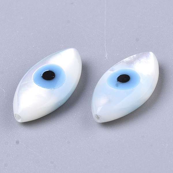 PandaHall Natural White Shell Mother of Pearl Shell Beads, with Synthetic Turquoise, Horse Evil Eye with Evil Eye, Deep Sky Blue, 12x6x3mm...
PandaHall Natural White Shell Mother of Pearl Shell Beads, with Synthetic Turquoise, Horse Evil Eye with Evil Eye, Deep Sky Blue, 12x6x3mm...