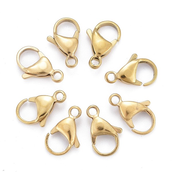 PandaHall Ion Plating(IP) 304 Stainless Steel Lobster Claw Clasps, Parrot Trigger Clasps, Real 18k Gold Plated, 15x9x4.5mm, Hole: 2mm 304...
PandaHall Ion Plating(IP) 304 Stainless Steel Lobster Claw Clasps, Parrot Trigger Clasps, Real 18k Gold Plated, 15x9x4.5mm, Hole: 2mm 304...