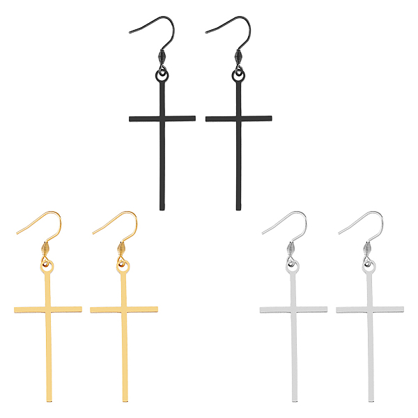 PandaHall FIBLOOM 3Pcs 3 Colors Titanium Steel Dangle Earrings, Cross, Mixed Color, 67x23mm, 1pc/color Titanium Steel Cross
PandaHall FIBLOOM 3Pcs 3 Colors Titanium Steel Dangle Earrings, Cross, Mixed Color, 67x23mm, 1pc/color Titanium Steel Cross