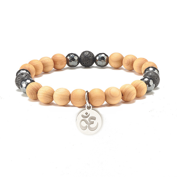 PandaHall Natural Wood & Lava Rock & Synthetic Hematite Round Beaded Stretch Bracelet with Yoga Symbol Charm, Essential Oil Gemstone Jewelry..., Orange
PandaHall Natural Wood & Lava Rock & Synthetic Hematite Round Beaded Stretch Bracelet with Yoga Symbol Charm, Essential Oil Gemstone Jewelry..., Orange
